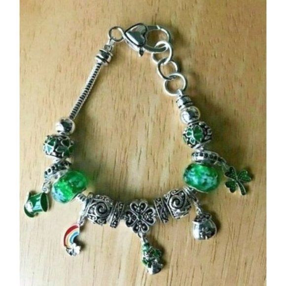 Shamrock Charm Bracelet Beaded Rainbow Pot of Gold Leprechaun St Patrick… - Picture 8 of 12